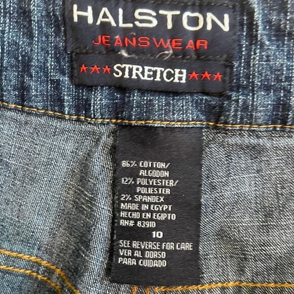 Halston Dark Wash Straight Leg Trouser Jeans PT1437 Size 10 Double Button - Picture 6 of 9